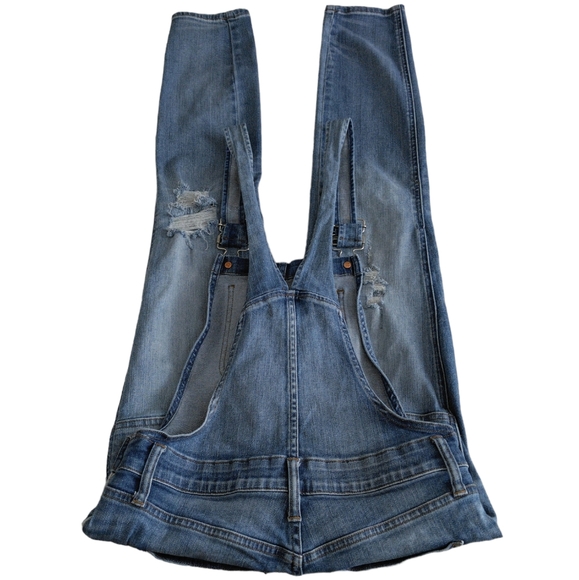 Madewell XS Skinny Overalls Adrian Wash Distressed Blue Jean Overalls - Picture 3 of 16